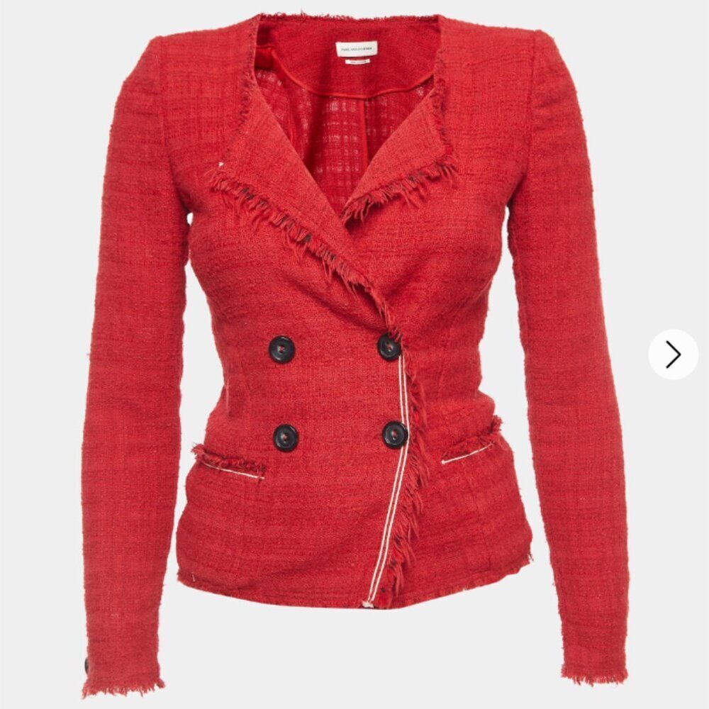 Isabel Marant Etoile Red Tweed Flenn Jacket Size 44 US 12